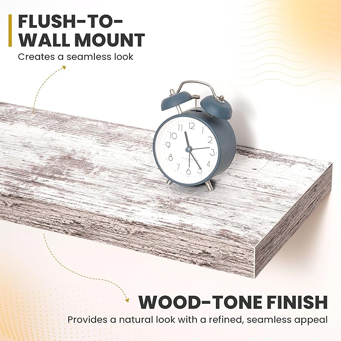 55 Inch Floating Shelves, 9.3" Deep Floating Shelf Wall Mounted, 55" Wall Shelves, Rustic Deep Bookshelf, Large Display Shelves & Storage Shelves for Bedroom, Living Room, Rustic, Set of 1