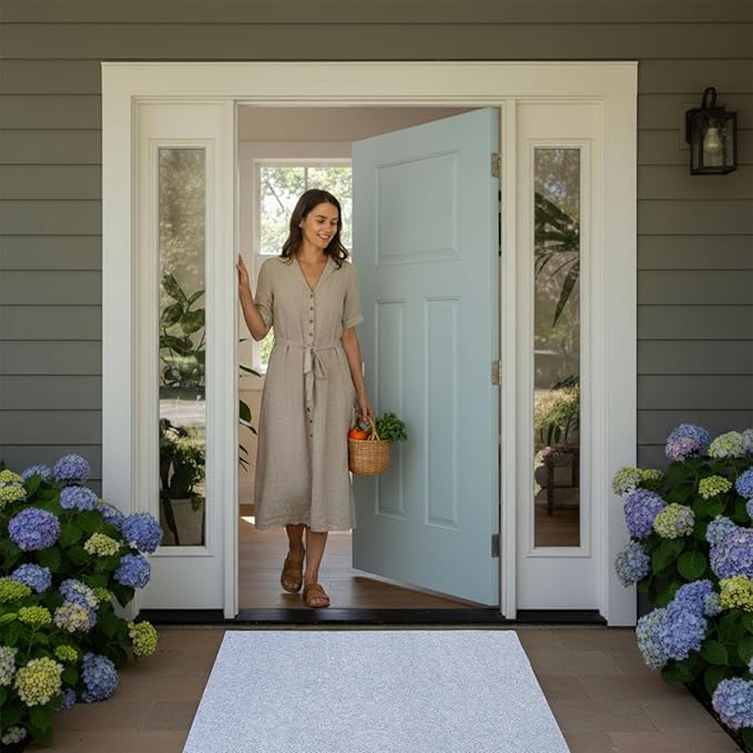 iCustomRug Entryway Door Mat – 4x6ft Grey, Indoor/Outdoor, Non-Slip Rubber Backing, Low-Profile All-Weather Carpet, Non-Shedding & Easy Care, Entryway Mat Ideal for High Traffic Areas