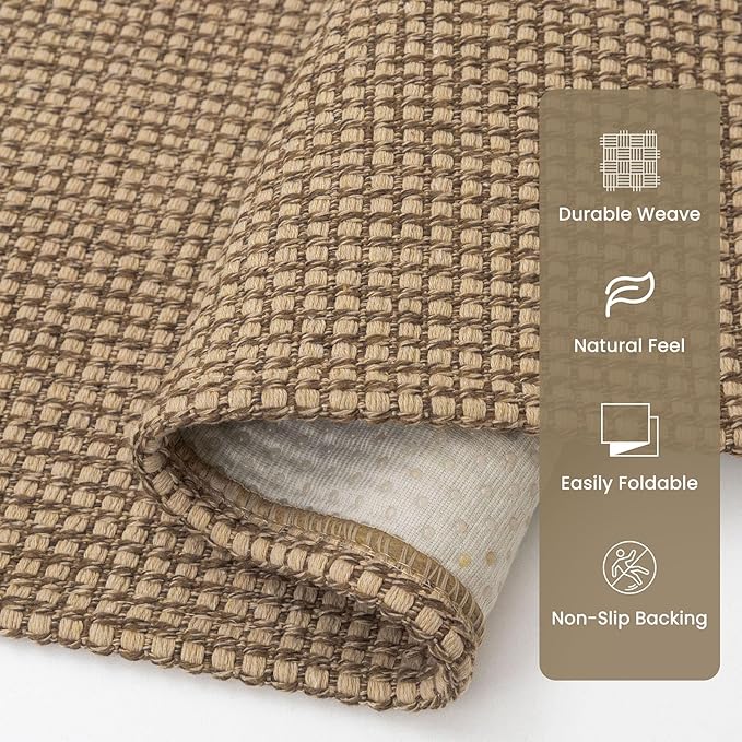 Small Braided Rugs 2x3 Ft Area Rugs for Entryway Washable Rug Non Slip Throw Rugs Cotton Woven Door Mat Indoor Entrance Front Door Rugs for Foyer Kitchen, Orange/Tan/Brown