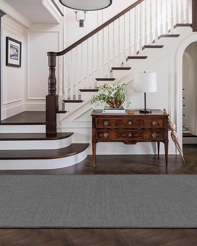 Color&Geometry Door Mat 3'x8' Runner Rug with Rubber Backing, Non Slip Washable Hallway Rug, Carpet Runners for Hallway Living Room Bedroom, Light Grey (Rolled-up NO Creases)