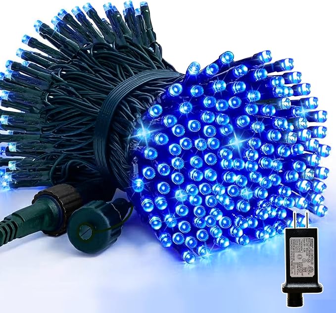 LAMPHOME 66ft Christmas Decorative Mini Lights,200 LED Green Wire Fairy Starry String Lights Plug in, 11 Lighting Modes for Indoor Outdoor Xmas Tree Wedding Party Decoration (Blue)