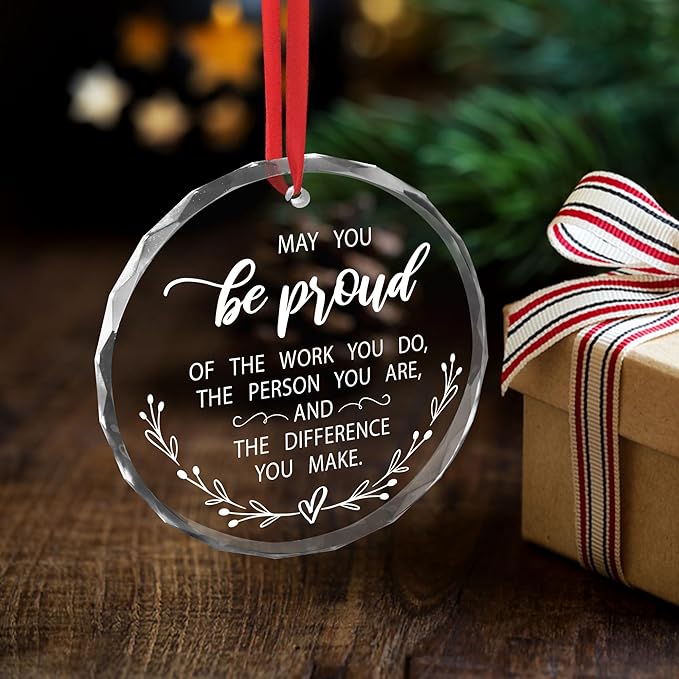 Teacher Christmas Ornament - Glass Christmas Ornaments for Tree Decoration 2025 - Employee Appreciation Thank You Gifts for Women Coworkers Boss, Retirement Gift for Woman, Stocking Stuffers