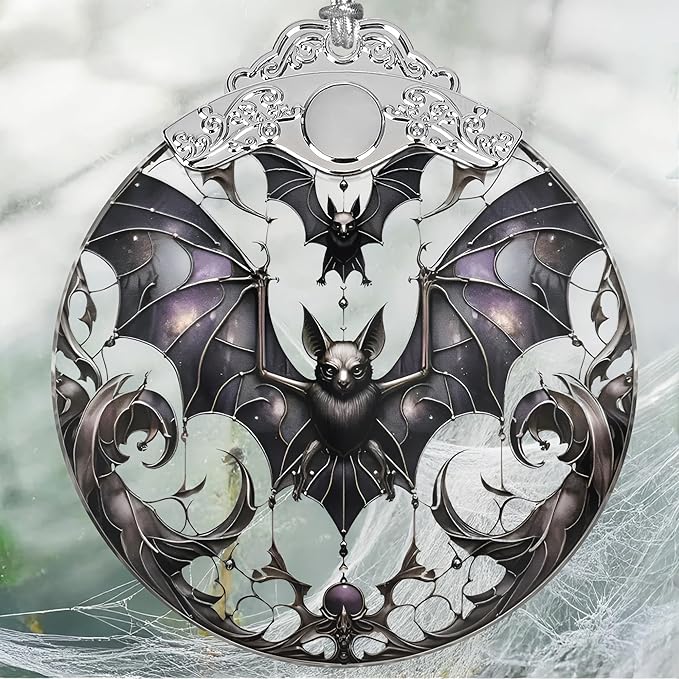 Bat Stained Glass Christmas Ornaments - Perfect for Holiday Party, Window & Tree Decor