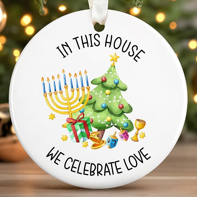 Hanukkah Gifts - Hanukkah Ornaments, Jewish Christmas Ornaments - Chanukah Christmas Ornament - Spiritual Jewish Gifts for Women, Men - Ceramic Ornament 2025