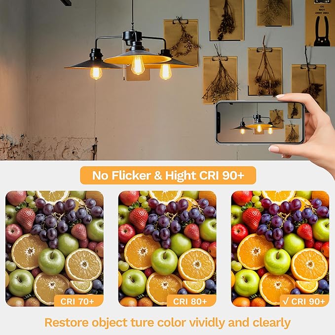 Edison Bulbs E26 Medium Base 2700K Soft White, 750LM ST58 Vintage LED Filament Bulb Clear Glass, Equivalent 75W Dimmable Lights Bulb 90+ CRI for Chandeliers, Pendants, Wall Sconces, 18 Pack