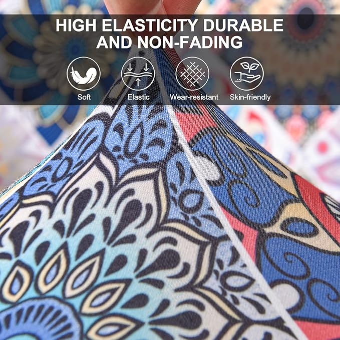 KRFOONN Ottoman Slipcovers Stretch Rectangle Footrest Stool Covers Printed Ottoman Cover for Foot Stool Furniture Protector with Non Slip Elastic Bottom(12, Large)