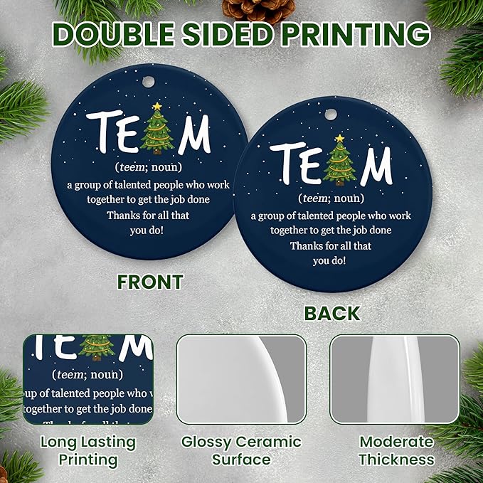 Team Appreciation Gifts for Employees - Ceramic Christmas Ornaments 2025 for Tree Decorations - Christmas Birthday Thank You Gifts for Coworkers Employees Women Boss, Xmas Bulk Gift Idea