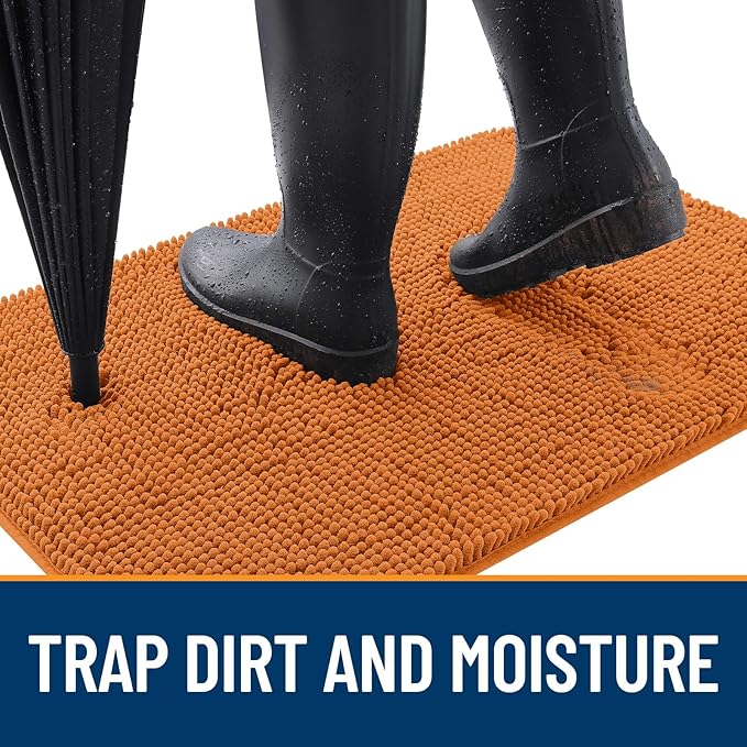 OLANLY Dog Door Mat for Muddy Paws 24x16, Absorbs Moisture and Dirt, Absorbent Non-Slip Washable Doormat, Quick Dry Chenille Mud Mat for Dogs, Entry Indoor Entryway Carpet for Inside Floor, Clay
