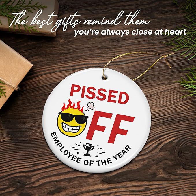 Gag Gifts for Christmas - Ceramic Christmas Ornaments 2025 for Tree Decorations - Funny Coworker Gift for Friend Employees Work Bestie, Stocking Stuffers White Elephant Gifts for Adults