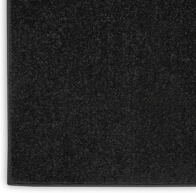 Nourison Essentials Indoor/Outdoor Black 10' x 14' Area Rug, Easy Cleaning, Non Shedding, Bed Room, Living Room, Dining Room, Backyard, Deck, Patio (10x14)