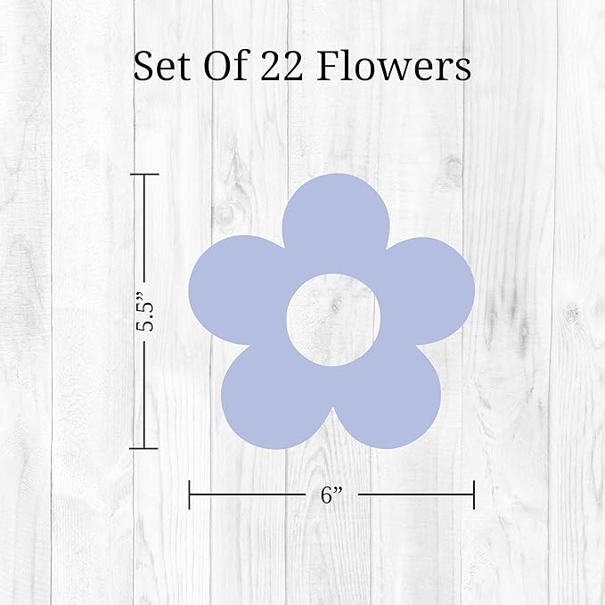 Decalcomania Pastel Flowers Wall Decor by Jessica Stempel - Set of 22 Danish Pastel Room Decor Flower Wall Decals Removable Peel and Stick Wall Stickers - Floral Aesthetic Room Decor