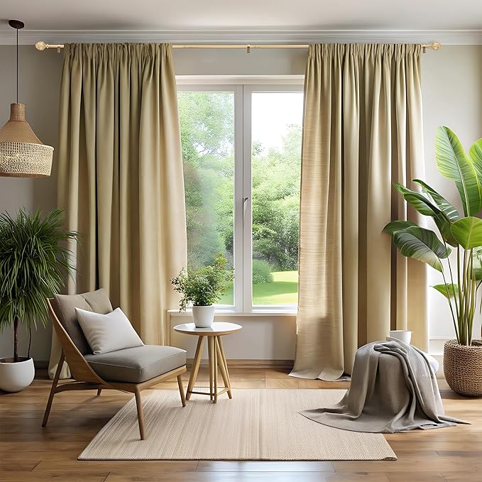 Curtain Rods 28"-48" Adjustable, Gold, Metal, Wall Mounted, Single Window Treatment Rods with Classic Finials