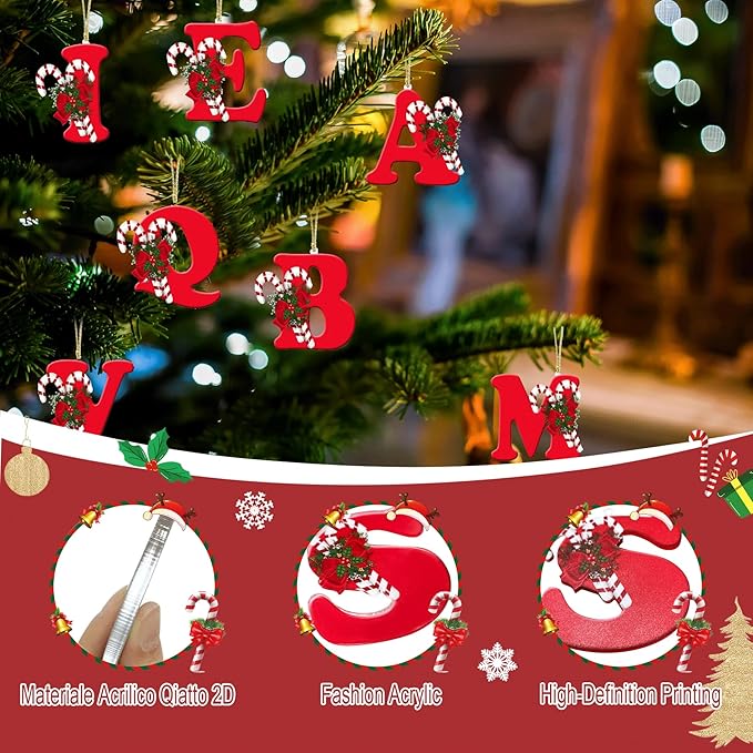 26 Letter Ornaments Christmas Tree Decoration Personalized Christmas Letter Tree Hanging Pendant Xmas Alphabet for DIY Craft Ornaments(Z)