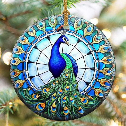 Peacock Christmas Ornaments, Touber Christmas Hanging Ornament, Christmas Tree Ornaments, Holiday Decor, Gifts for Peacock Lovers, Peacocks Theme Gift - Pattern A
