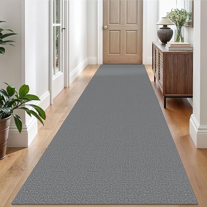 EARTHALL Washable Runner Rug 3x10 Ft Non Slip Runners for Hallways Long Cotton Rubber Backed Kitchen Runner Braided Indoor Floor Carpet Runners for Entryway, Hallway, Kitchen, Charcoal Gray