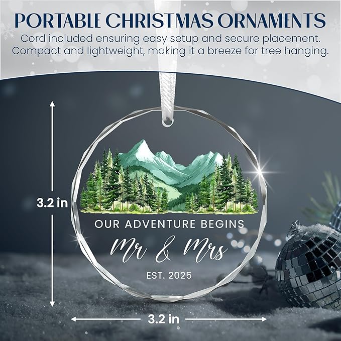 Christmas Anniversary Wedding Gifts for Couples - Mr & Mrs Glass Christmas Ornaments 2025 for Tree Decorations - Anniversary Couples Gifts for Him and Her Men Women, Husband Wife Gift Ideas