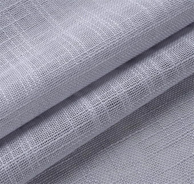 MIUCO Semi Sheer Curtains Poly Linen Textured Solid Grommet Curtains 95 Inches Long for Bedroom 2 Panels (2 x 37 Wide x 95" Long) Silver