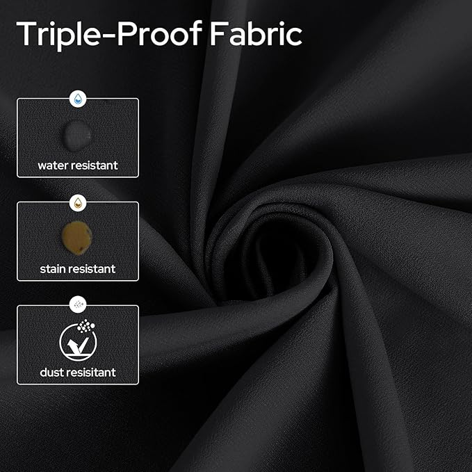 HOMEIDEAS Halloween Non-See-Through Black Privacy Semi Sheer Curtains 108 Inches Long 2 Panels Set Light Filtering Curtains for Living Room Bedroom Drapes,W52xL108