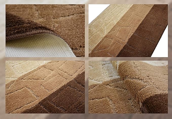 Custom Size Hallway Runner Rug, Slip Resistant, 26 Inch Wide X Your Choice of Length, Squares Brown, 26 Inch X 24 feet