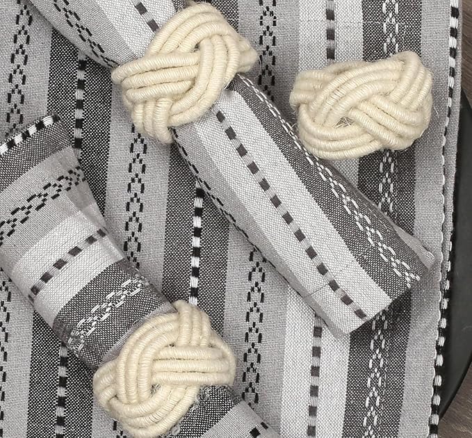 ALPHA Living HOME Handcrafted Napkin Rings Set of 12 - Woven Jute Napkin Holders, Serviette Rings - Perfect for Weddings, Thanksgiving, Christmas & Everyday Dining (Off White)