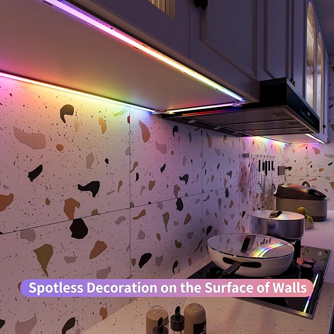 PAUTIX RGB Smart IC COB LED Strip Light Addressable 9.84ft/3m,UL-Listed DC24V Color Chasing Strip Light Multicolor Flexible Tape Lights Kit with Remote,for Cabinets,TV,Bedroom,Party DIY Decoration
