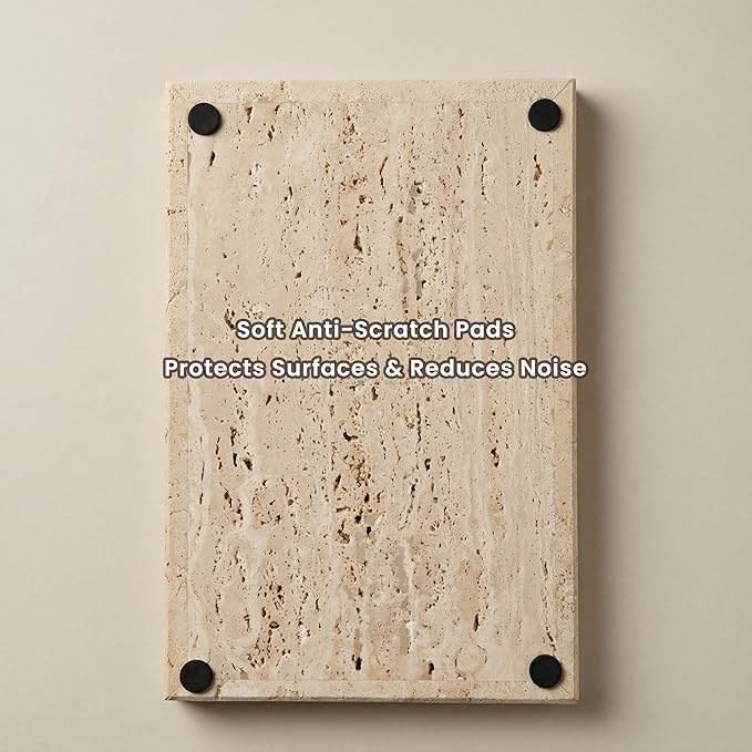 Natural Travertine Bathroom Vanity Tray, 12“x8” Beige Stone Organizer for Dresser, Decorative Tray for Perfume, Jewelry, Keys and Home Decor