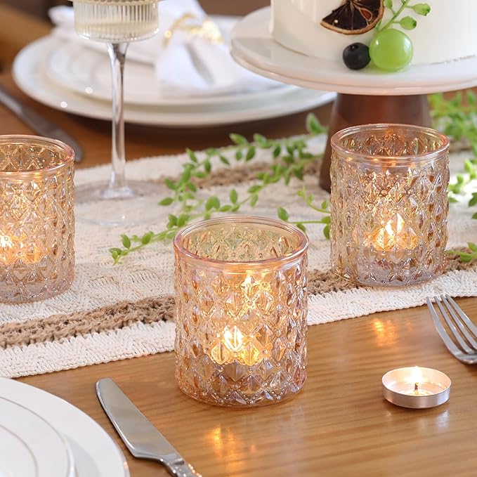 8Pcs Large Votive Candle Holders Gold Tea Light Candle Holders Glass Candle Holder for Wedding, Bridal Shower,Table Centerpiece,Party, Home Decor