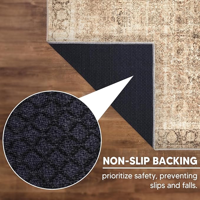 Keen Home Design 4x6 Rug - Machine Washable Area Rug with Non-Slip Backing, Ideal for Living Room, Dining Room, Bedroom - Vintage, Easy Clean, Durable, Low Pile - (4' x 6')