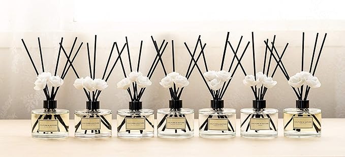 CULTURE & NATURE Reed Diffuser Set 6.7oz (200ml) French Lavender Scented Diffuser with Sticks Home Fragrance Reed Diffuser for Bathroom Shelf Decor
