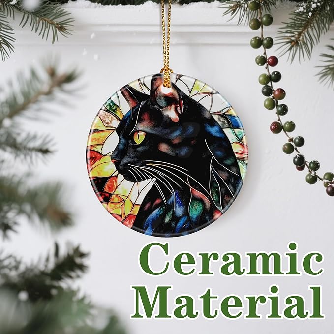 Black Cat Ornament, Christmas Ornament – Christmas Tree Decor, Holiday Decoration, Stocking Stuffer, Festive Gift Idea, Gifts for Cat Lover, Friends, and Family
