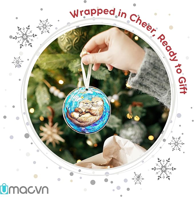Otter Christmas Ornament - Animal Christmas Ornaments, Otter Ornaments for Tree - Cute Animals Gifts for Women, Men - Acrylic Ornament 2025