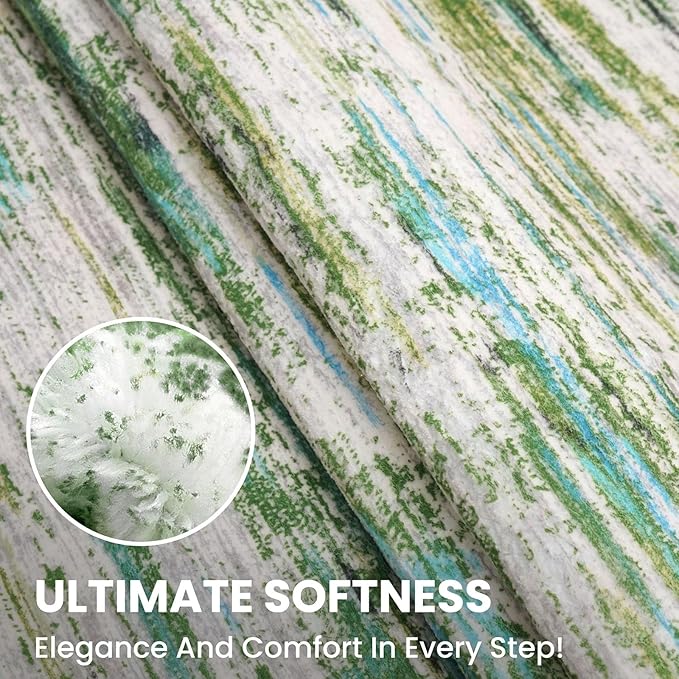 2x3 Modern Abstract Rug for Entryway, Green Grey Multi Super Soft Small Washable Area Rug, Non-Slip Kitchen Rugs, Low-Pile Mat for Bedside, Foyer, Indoor Door Mat