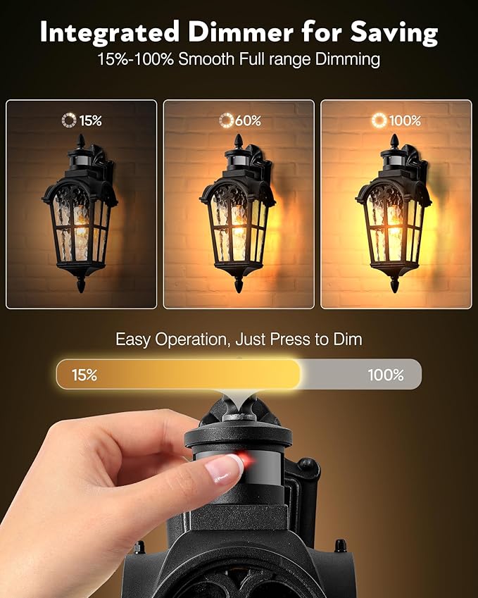 VIANIS 2 Pack Motion Sensor Light Outdoor, Black Dusk to Dawn Outdoor Sconce Lights, Anti-Rust Waterproof Outside Light Fixtures Wall Mount, Exterior Lighting Fixture for House Porch Garage Entryway