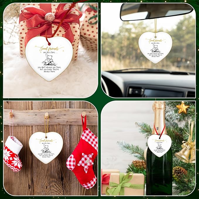 GEEMBI Christmas Friend Gifts for Women Men – Gold-Trimmed Ceramic Friends Christmas Ornaments 2025 – Soul Sister BFF Bestie Friendship Gifts for Women, Friends Ornament for Tree, Sisters Ornament