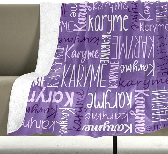 Personalized Blankets with Names Baby Gifts for Girls Boys Custom Soft Fleece and Sherpa Name Blanket for Kids and Adults Birthday for Daughter Son Granddaughter Grandson (Dark Purple)