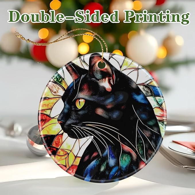 Black Cat Ornament, Christmas Ornament – Christmas Tree Decor, Holiday Decoration, Stocking Stuffer, Festive Gift Idea, Gifts for Cat Lover, Friends, and Family