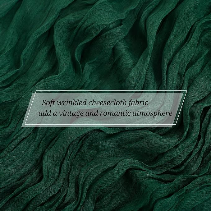 15 Pack Emerald Green Cheesecloth Table Runner 17 x 108 Inch Fall Thanksgiving Boho Rustic Farmhouse Gauze Cheese Cloth Runner for Wedding Party Baby Shower Home Decor Holiday Decorations