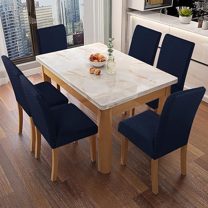Genina Waterproof Chair Covers for Dining Room Dining Chair Covers Kitchen Parsons Chair Covers (Navy Blue, 4 PCS)
