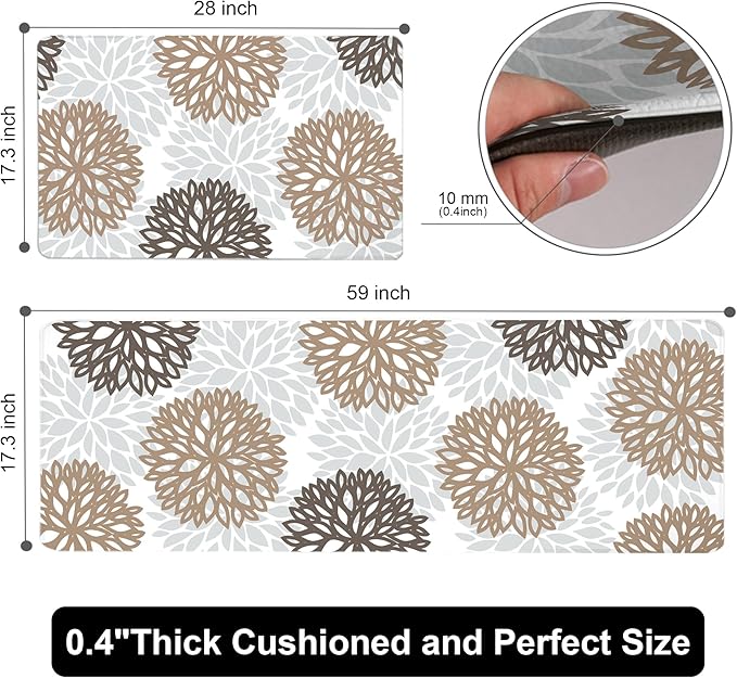 Kitchen Mats Set of 2 Cushioned Anti Fatigue Kitchen Rugs Non Slip Waterproof Kitchen Runner Memory Foam Kitchen Floor Mat Comfort Standing Mat for Sink,Office,Laundry