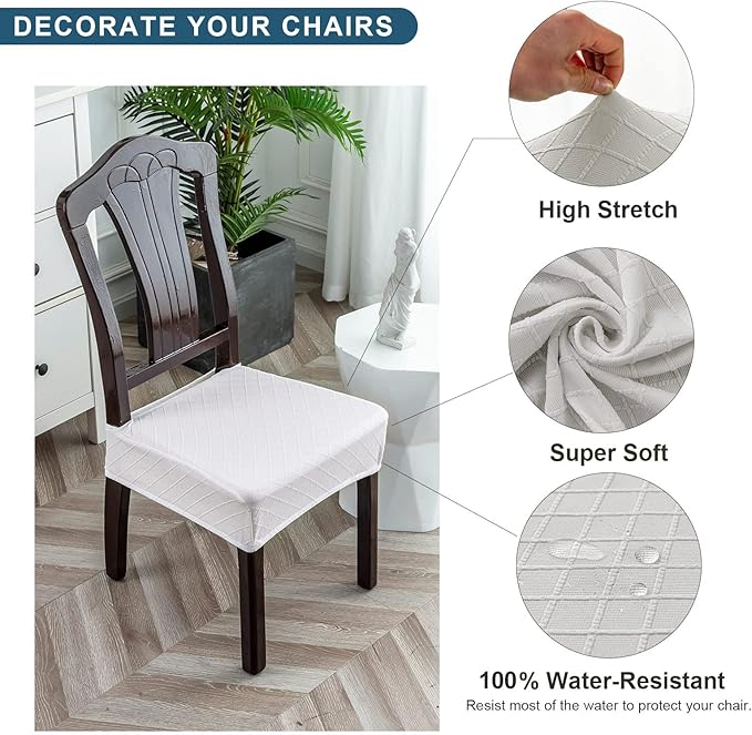 Genina Waterproof Seat Covers for Chairs Seat Covers for Dining Room Chair Slipcovers Kitchen Chair Covers Dining Chair Covers