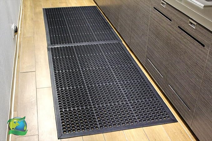 Envelor Anti Fatigue Mat Rubber Floor Mats Door Mat Non Slip Drainage Mat for Entryway, Kitchen, Restaurant, Garage, Heavy Duty Use Doormat, Commercial Floor Mat Industrial 36 x 60 Inches