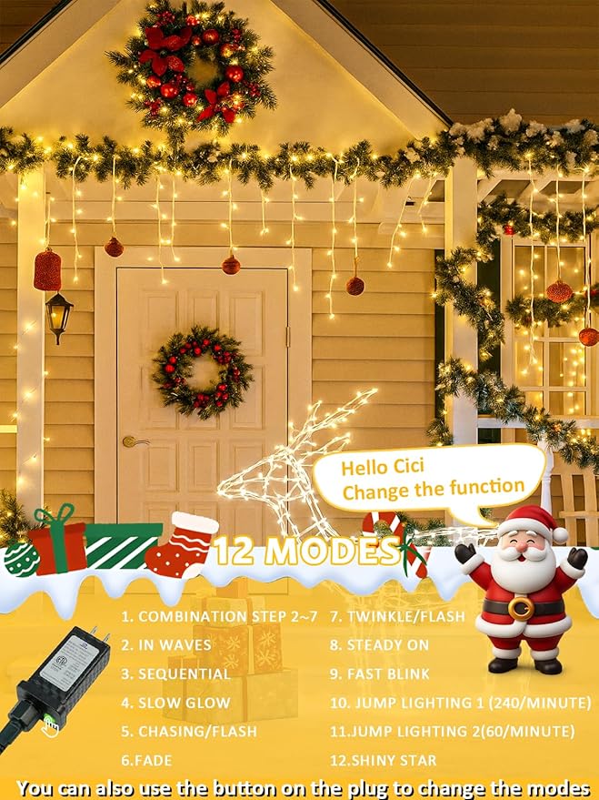Smart Christmas Lights With Voice Control Indoor Outdoor, Clear Wire 66Ft 200 LED String Lights, Dimmable 12Modes Twinkle Fairy String Light Waterproof for Xmas Tree Wedding Party Bedroom (Warm White)