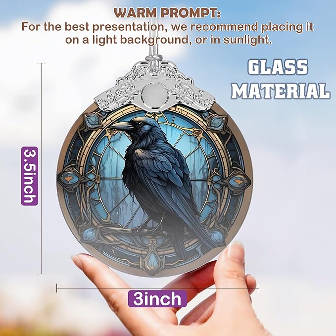 2025 Ornaments for Christmas Tree, Zmoicky Stained Glass Hanging Ornament, Christmas Ornaments Clearance, Gift Exchange Ornament, Bauble Present - Crow in The Dark