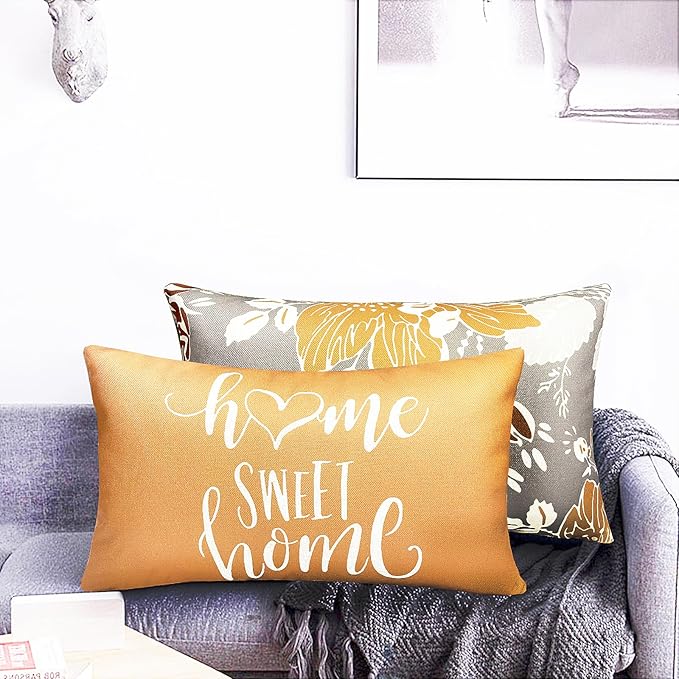 Decorative Throw Pillow Covers Set of 4 Coffee Pillow Covers 12x20 inch Throw Pillow Cases Linen Square Pillow Case,Farmhouse Outdoor Modern Boho Pillow Covers for Couch Sofa Living Room