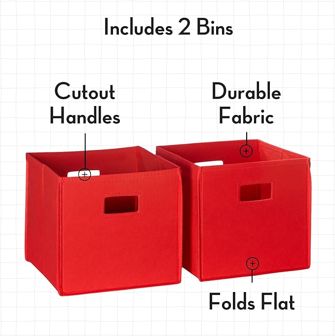 RiverRidge Folding Storage Bins with Handles Red Cube Storage Organizer for Closet, Bedroom & Playroom - Closet Organizers and Storage Set of 2