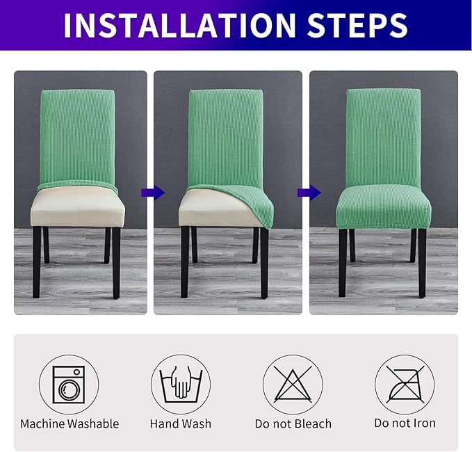 Howhic Chair Covers for Dining Room Set of 2, Stretchy Dining Chair Covers, Textured Jacquard Kitchen Chair Slipcovers, Classy Decor for Home and Banquet (Sage, 2 Pack)