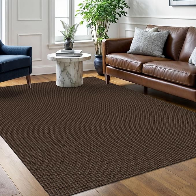 Braided Area Rug 5x7 Ft Washable Rugs for Living Room Non Slip Bedroom Rugs Boho Dining Room Rug Cotton Living Room Woven Floor Carpet for Nursery Playroom, Brown