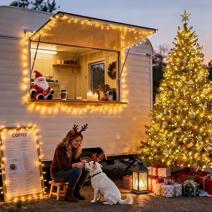 JMEXSUSS 168FT 600 LED Christmas Lights Outdoor Waterproof Clear Wire Warm White Christmas Tree Lights Plug in String Fairy Lights for Outside Indoor for Bedroom Wedding Party Holiday Xmas Decorations