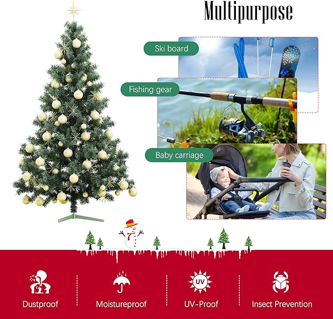 Cosy Family 7.5 ft Christmas Tree Storage Bag - Durable Heavy Duty Extra Large Artificial Xmas Holiday Tree Bag with Reinforced Handles and Dual Zippers Wide Opening - Green