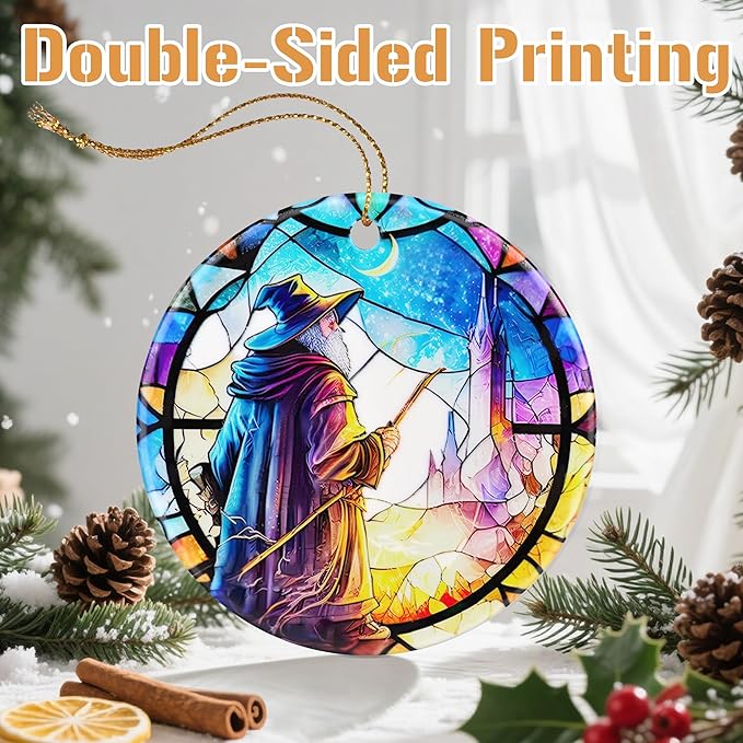 Wizard Christmas Decorations for Tree, Christmas Ornaments, Keepsake Ornaments, Holiday Decor, Xmas Gifts, Gift for Fantasy Lovers, Gifts for Friends or Family